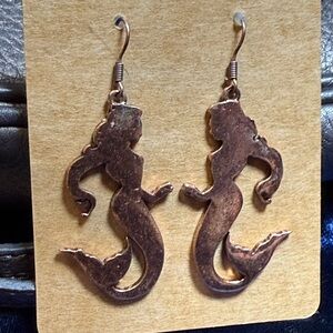 Vintage Mermaid Copper Earrings